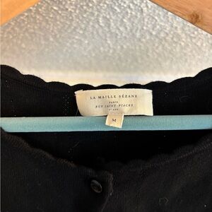 Sézane Black Sweater with Scalloped Neckline